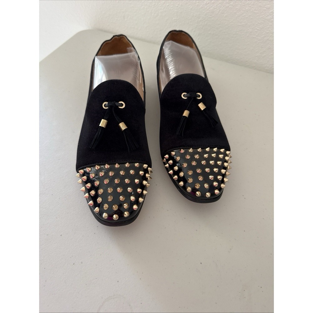 Jitai Mens Black Velvety Spiked Toe Dress Shoes - Size 13 - Picture 2 of 9